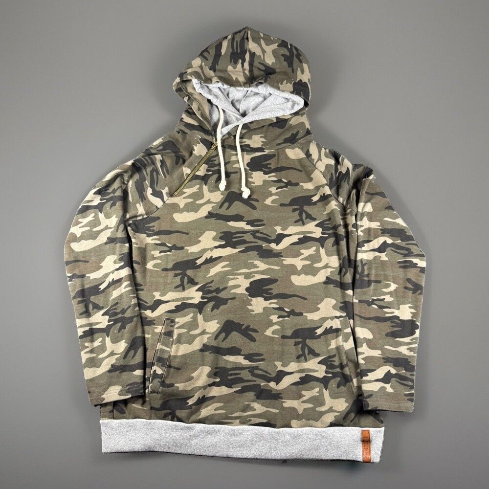 Ampersand Avenue DoubleHood Sweatshirt Carry-On Camo Hoodie Women's Size XXL